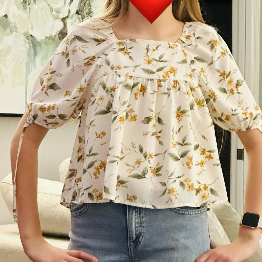 Girls floral peasant top